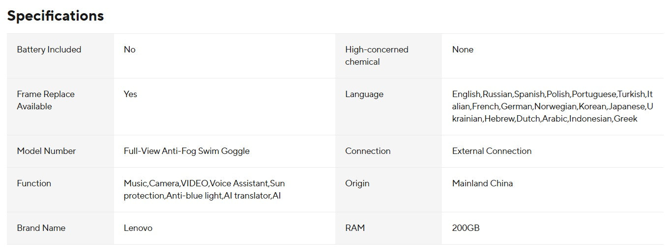 Lenovo 6K AI glasögon - Svarta bågar, svarta linser