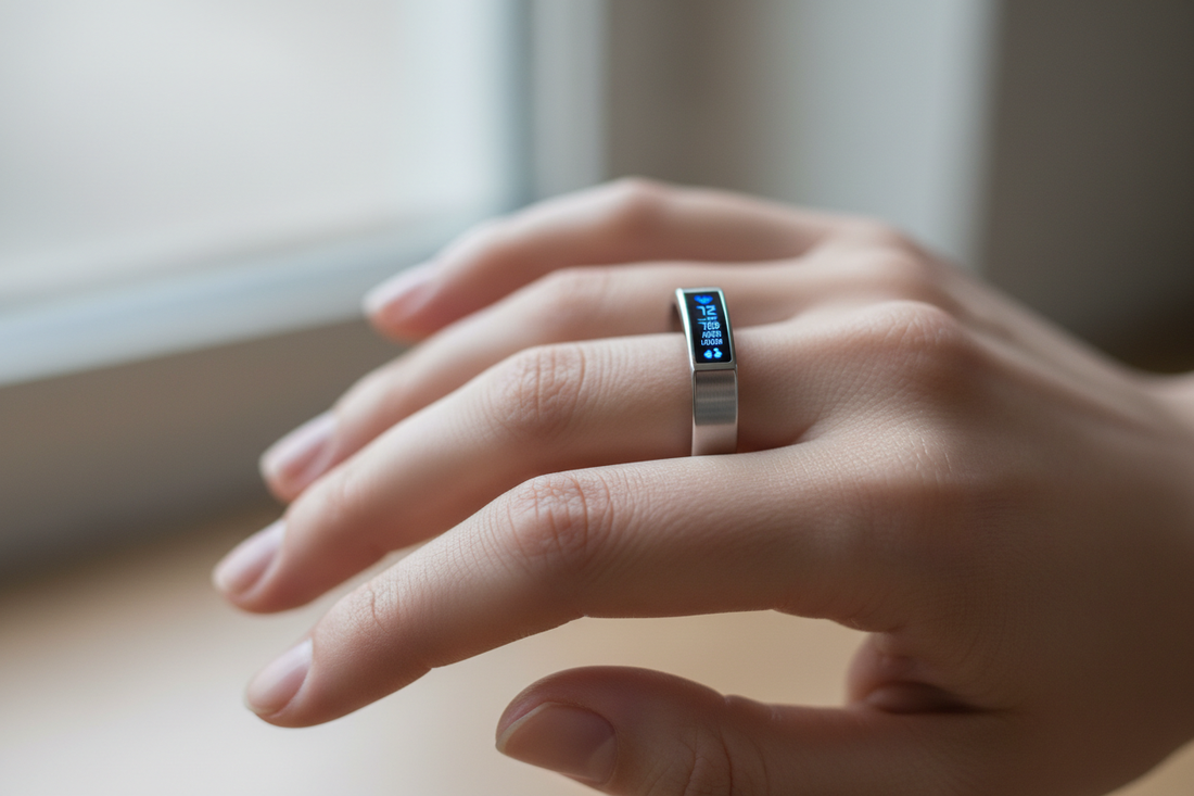 Colmi R12 Smart Ring i silver med inbyggd display – hälsodata direkt på fingret