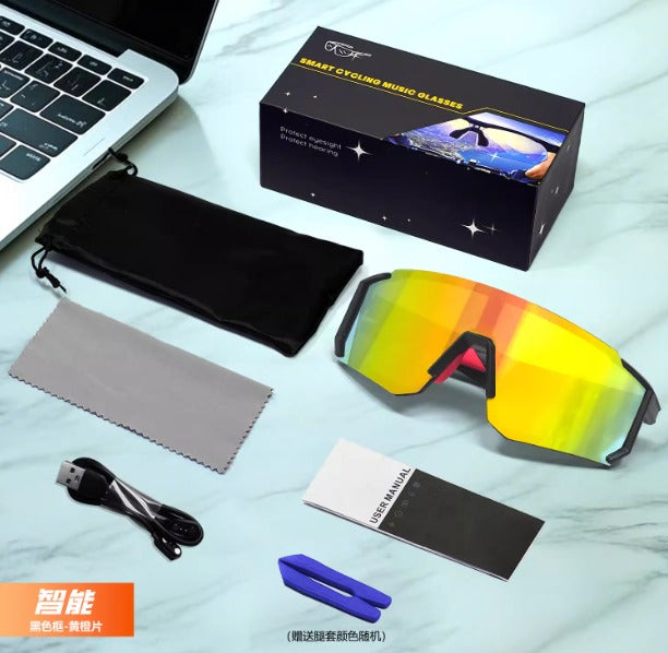Lige Pro 1 AI sports glasses - Black frames, orange lenses