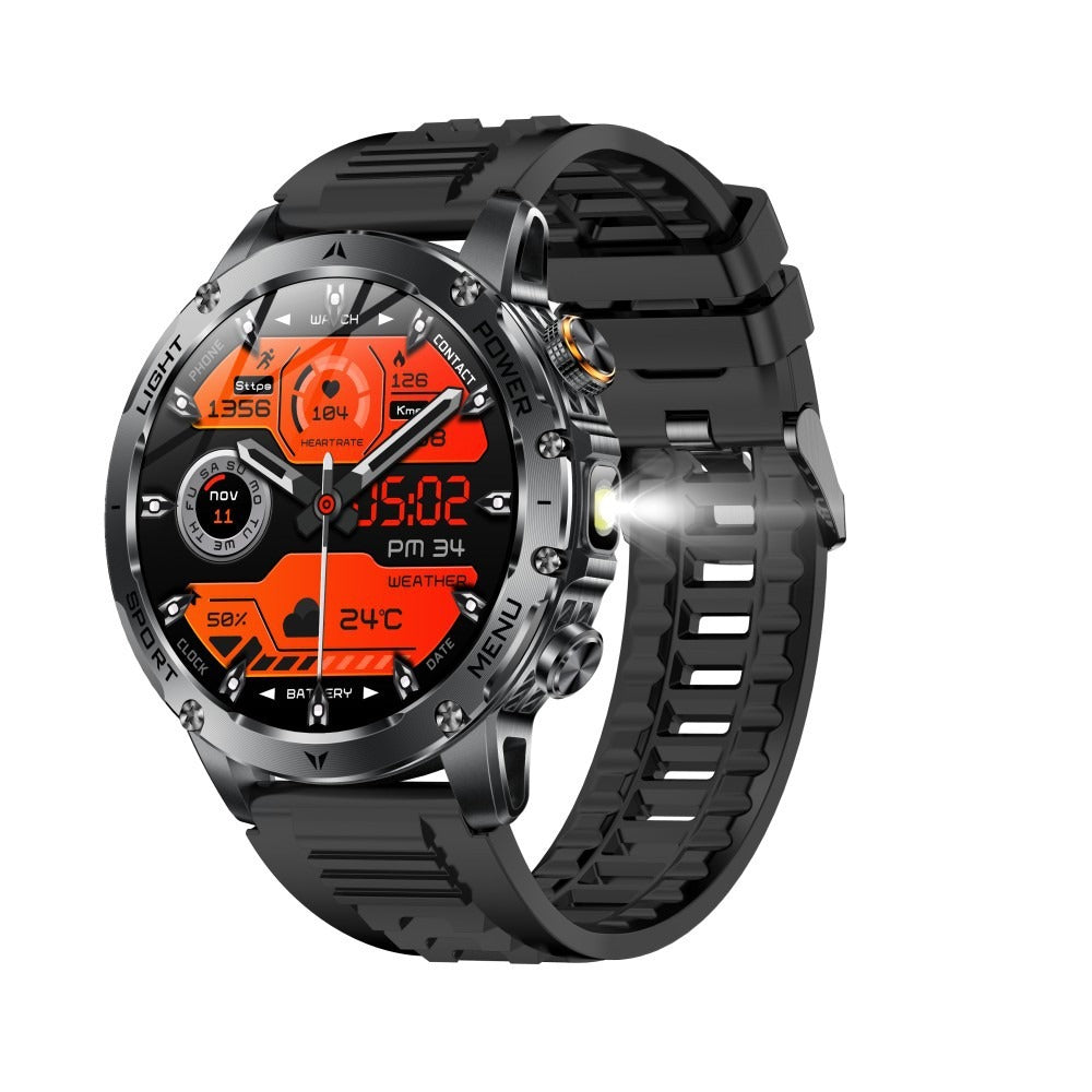 Reloj inteligente AK87 - Caja negra, correa de plástico de silicona negra