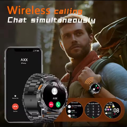 AK87 Smartwatch - Sort urkasse, orange silikoneplastrem