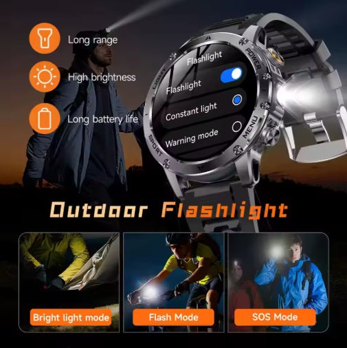AK87 Smartwatch - Sort urkasse, orange silikoneplastrem