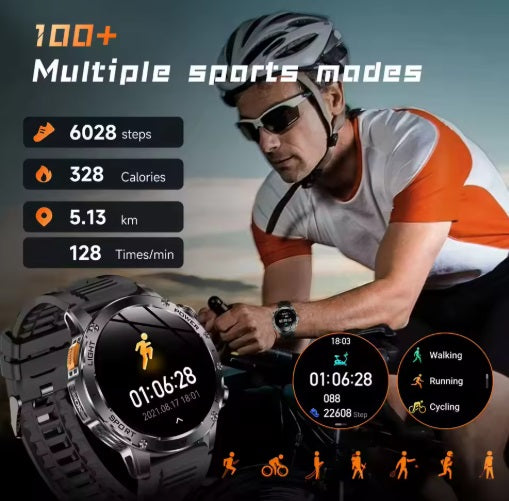 AK87 Smartwatch - Sort urkasse, orange silikoneplastrem