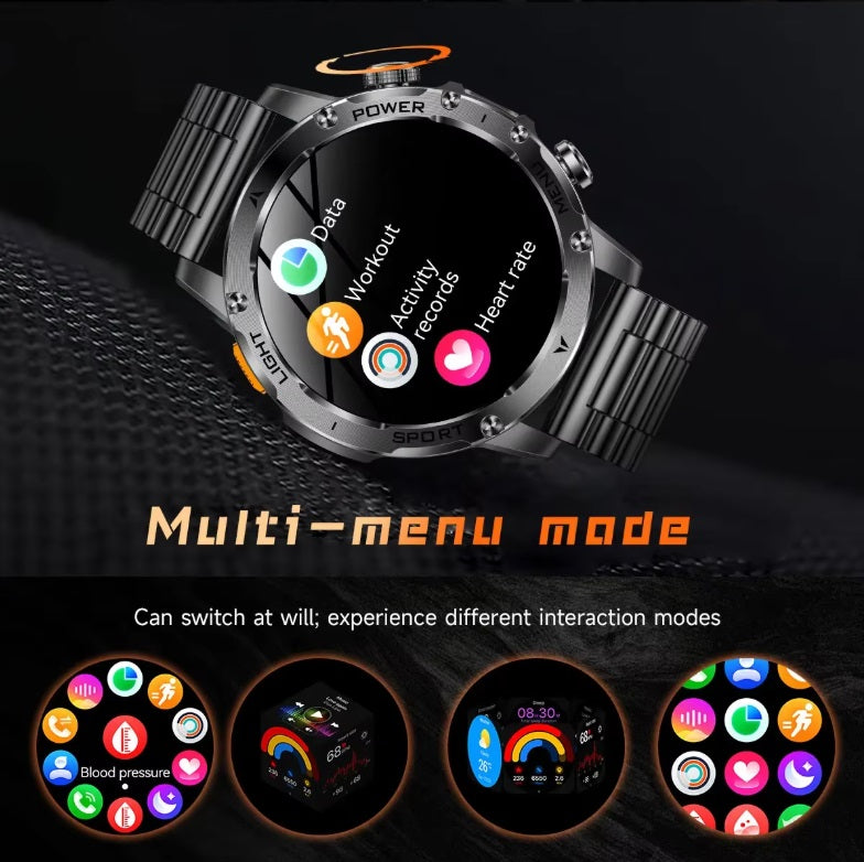 AK87 Smartwatch - Sort urkasse, orange silikoneplastrem