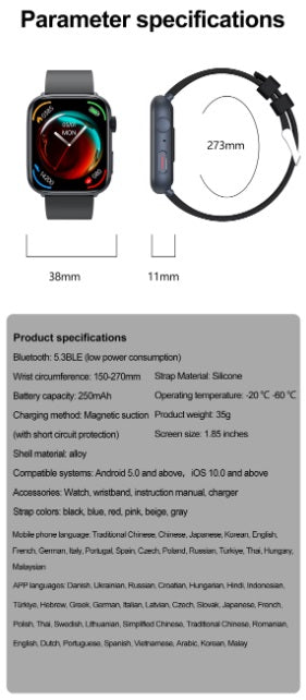 Xiaomi Series 10 Smart klocka - Svart boett, svart armband stål slät