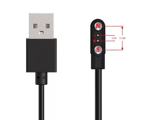 Universal magnetisk laddkabel - Svart, USB-A, 3,5-11,0mm 2 pin