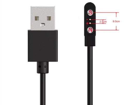 Universal magnetisk laddkabel - Svart, USB-A, 2,5-9,0mm 2 pin (standard)