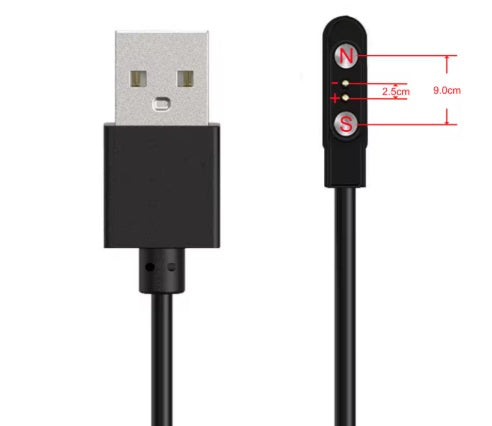 Universal magnetisk laddkabel - Svart, USB-A, 2,5-9,0mm 2 pin (non standard)