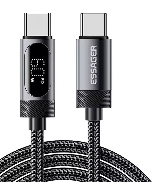 Universaalne laadimiskaabel ekraaniga 60W USB-C - USB-C - must, 2.0m