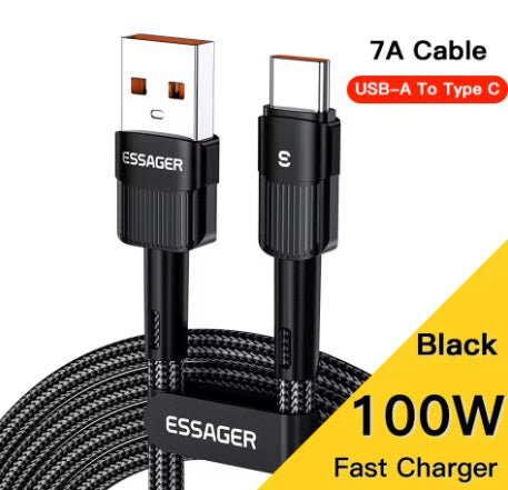 Universaalne laadimiskaabel 100W USB-A - USB-C - must, 0,5 m