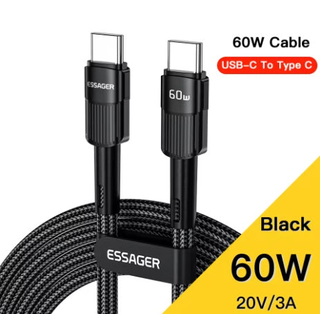 Universaalne laadimiskaabel 60W USB-C - USB-C - must, 1.0m