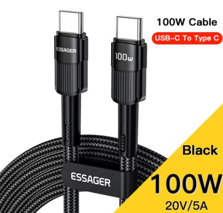 Universaalne laadimiskaabel 100W USB-C - USB-C - must, 1.0m