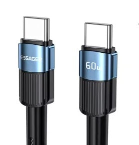Universal laddkabel 60W USB-C till USB-C - Svart/blå, 2,0m