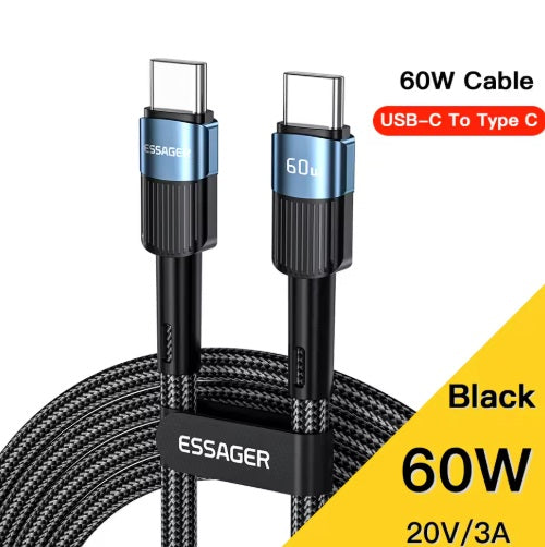 Universaalne laadimiskaabel 60W USB-C - USB-C - must, 1.0m