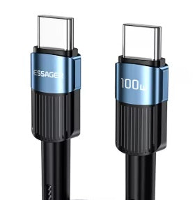 Universal laddkabel 100W USB-C till USB-C - Svart/blå, 2,0m