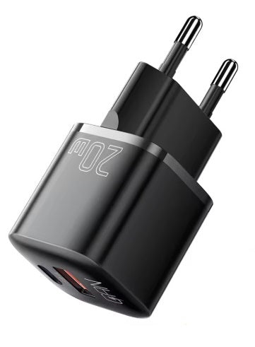 Universaalne laadija USB-A + USB-C, must 20W -Shuko (EL pistik) - 2 tk pakis