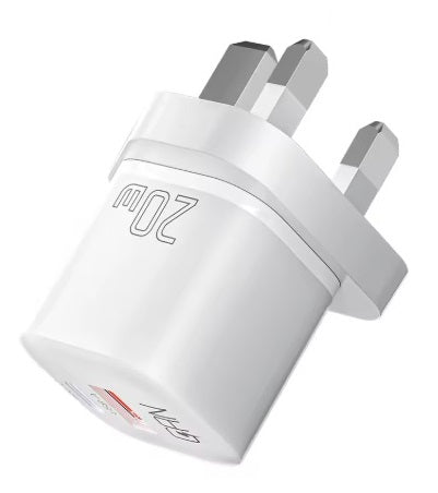 Universal laddare USB-A + USB-C, Vit 20W - Typ G (UK-plugg) - 2-pack
