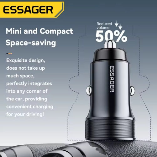 Universal billaddare USB-A + USB-C, Svart 30W - Biluttag 12V