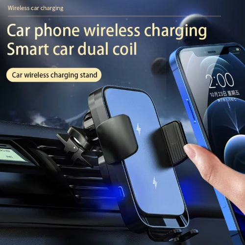 Mobiliojo telefono laikiklis su 15 W įkrovikliu, pridedamas USB-C laidas - juodas