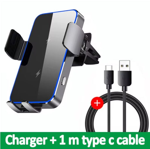 Mobiliojo telefono laikiklis su siurbtuku ir įkrovikliu (15 W), komplekte USB-C laidas - juodas