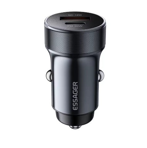 Universalus nešiojamas įkroviklis USB-A + USB-C, juodas 30W - 12V įkrovimas