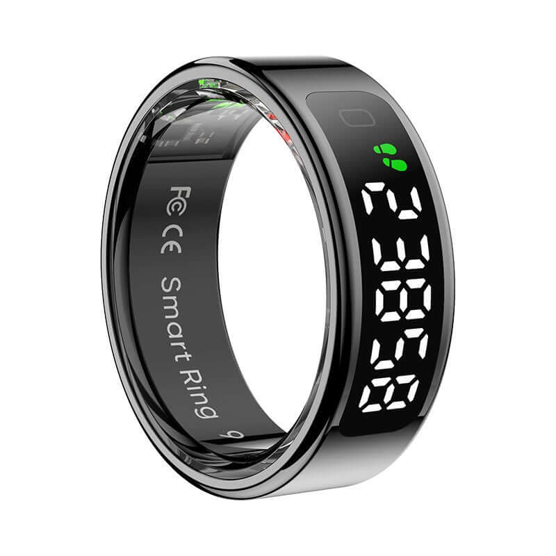Colmi R12 Smart Ring - Black with display, showcasing health stats and stylish design, a modern smart ring.