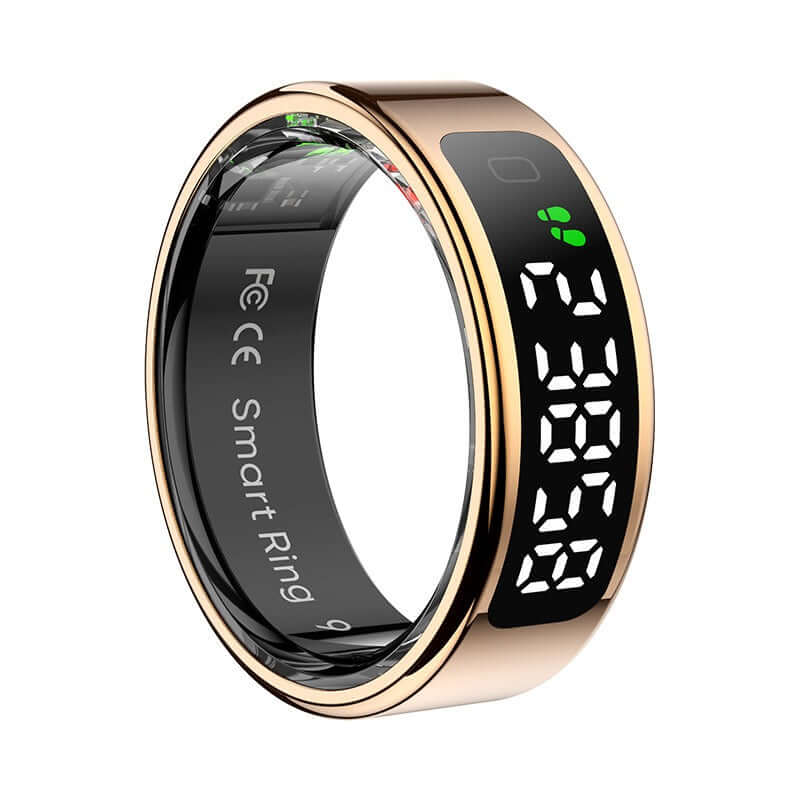 Colmi R12 Smart Ring in gold with display for health tracking and activity monitoring. Smart ring technology at its best.
