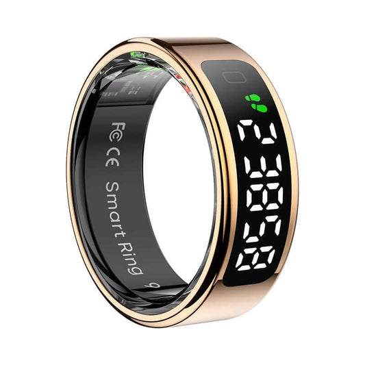 Colmi R12 Smart Ring in gold with display for health tracking and activity monitoring. Smart ring technology at its best.