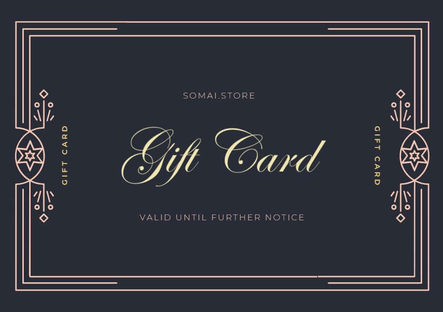 Gift card from somai.store featuring elegant design for choosing smart products.