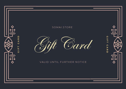 Gift card from somai.store featuring elegant design for choosing smart products.