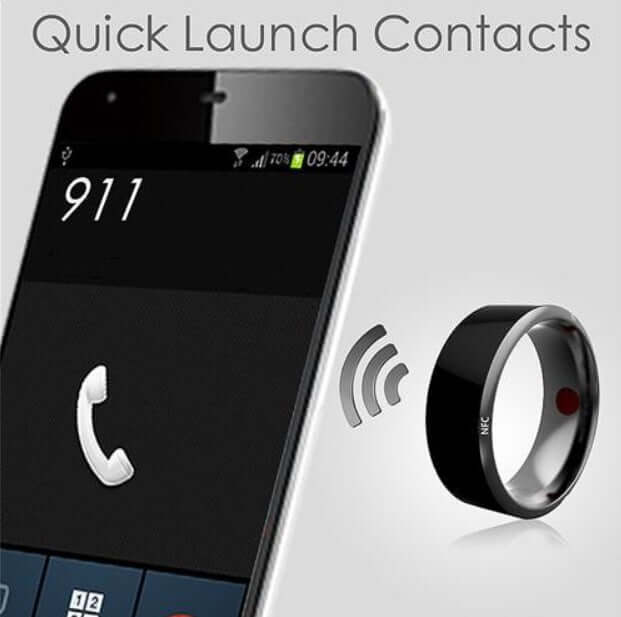 Image showing a smartphone with emergency contact 911 being activated by the Jakcom R3 smart ring.