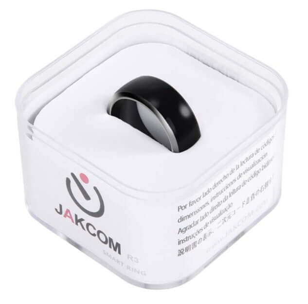 Jakcom R3 Smart Ring in packaging, showcasing its sleek design and features, ideal smart ring for modern technology.