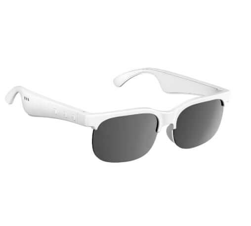 Lenovo 6K AI Glasses in white frames with black lenses for hands-free productivity and entertainment, ideal Sports Glasses.