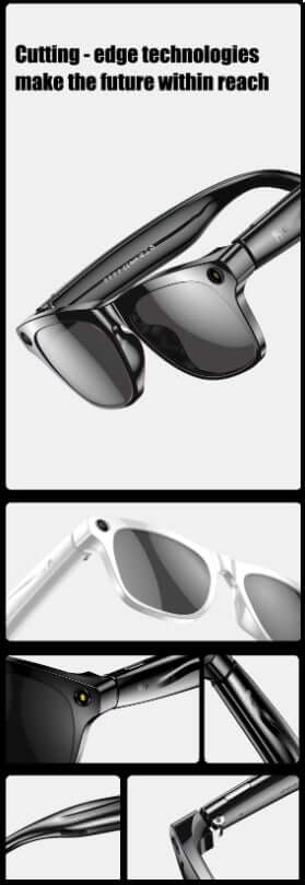 Lenovo 8K AI Smart Glasses showcasing black and white designs with cutting-edge technology for productivity and entertainment.