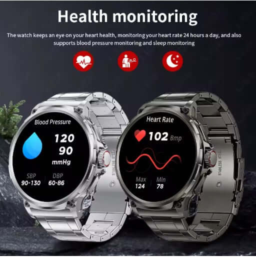 Lige BW0657 Smart Watch with health monitoring features for blood pressure and heart rate, sleek silver design.
