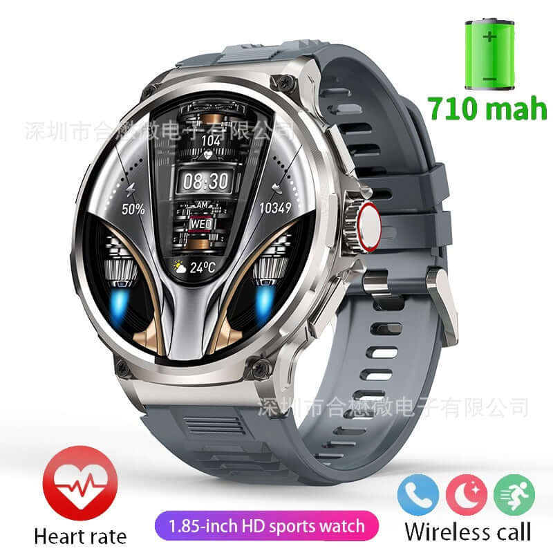 Lige BW0657 Smart Watch with a black case and gray silicone strap, featuring a 1.85-inch display and health tracking.