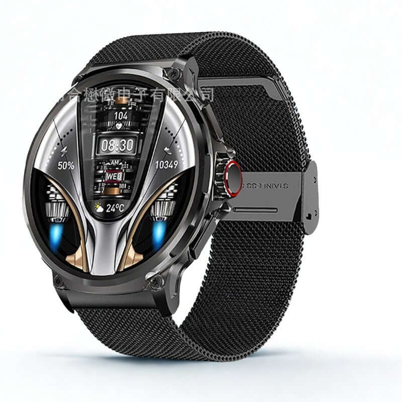 Lige BW0657 Smart Watch with black case and textile strap showcasing a vibrant display features.