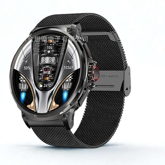 Lige BW0657 Smart Watch with black case and textile strap showcasing a vibrant display features.