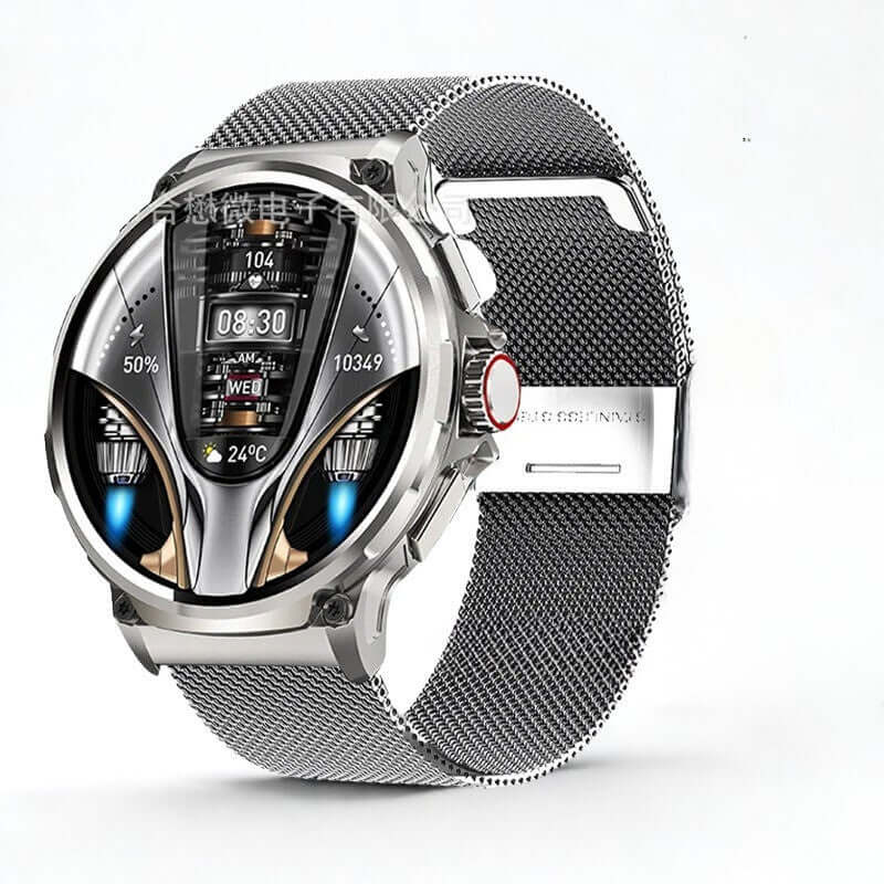 Lige BW0657 Smart Watch with silver case and silver textile bracelet, featuring a large color display and fitness tracking.