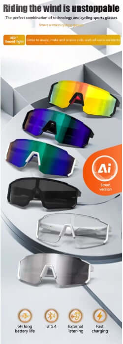 Lige Pro 1 AI Sports Glasses with polarized lenses and white frames, perfect for sports and outdoor activities.