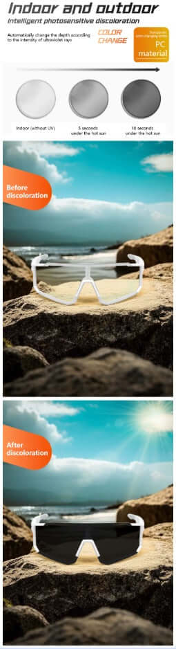 Lige Pro 1 AI sports glasses with white frames and blue lenses for sports and outdoor activities.