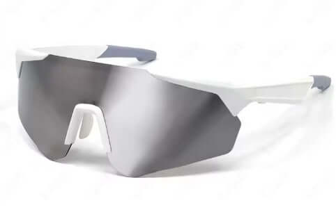 Lige Pro 2 AI Sports Glasses with white frames and silver polarized lenses for sports activities