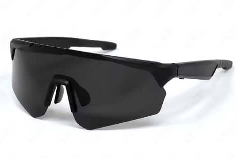 Lige Pro 2 AI Sports Glasses with black frames and black lenses for outdoor sports activities.