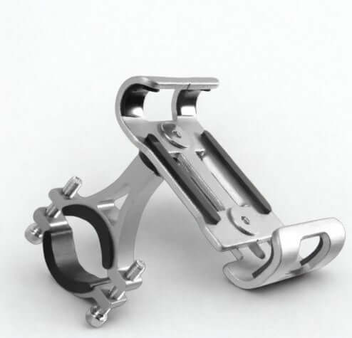 Mobile Phone Holder for Bicycle/Motorcycle, 360° Rotatable - Silver, secure design for smartphones.
