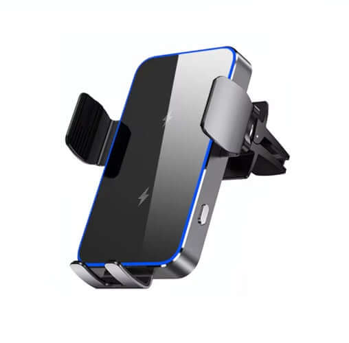 Mobile phone holder with charger 15W, USB-C cable included - Black, ideal car charger solution.