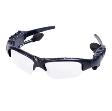 OnePlus AI Sports Glasses with black frames and transparent lenses, ideal for outdoor sports, featuring Bluetooth 5.0 for calls and music.