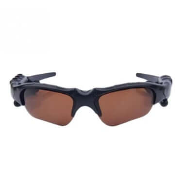 OnePlus AI Sports Glasses with black frames and brown lenses, designed for outdoor activities and hands-free use.