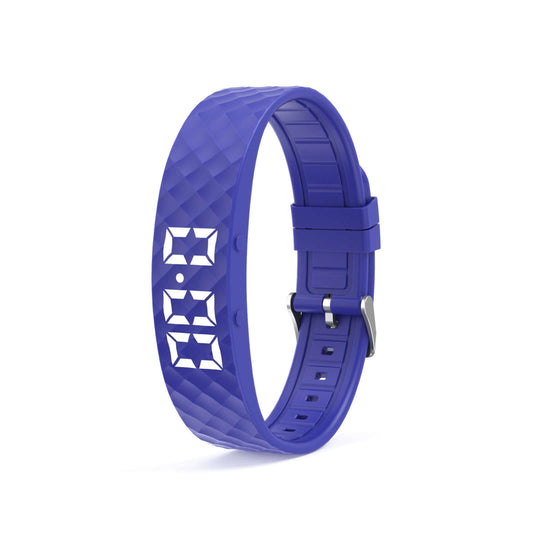 Polaristech Smart bracelet in blue featuring a clear LED display and stylish design, ideal for tracking health and fitness.