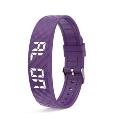 Polaristech Smart bracelet in purple color with LED display, ideal for health and activity tracking.