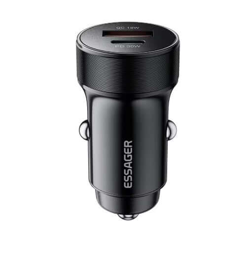 Universal Car Charger USB-A + USB-C, Black 30W - 12V Car Socket for quick charging, Car Charger